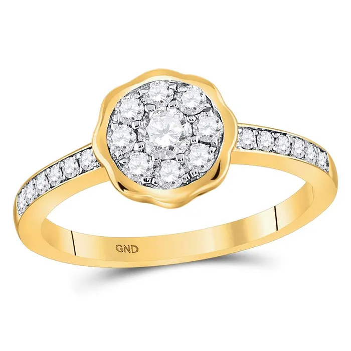 14kt yellow gold womens round diamond flower cluster ring 38 cttw119788 North Arrow Shop Rings