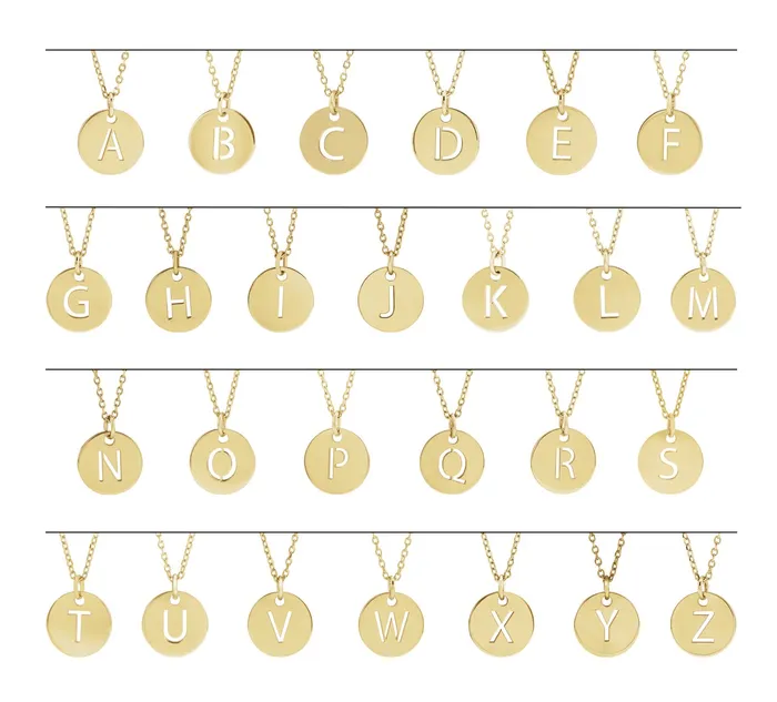 18K Yellow GoldPlated Sterling Silver Initial A 10 mm Disc Pendant TreasureFineJewelers Necklaces