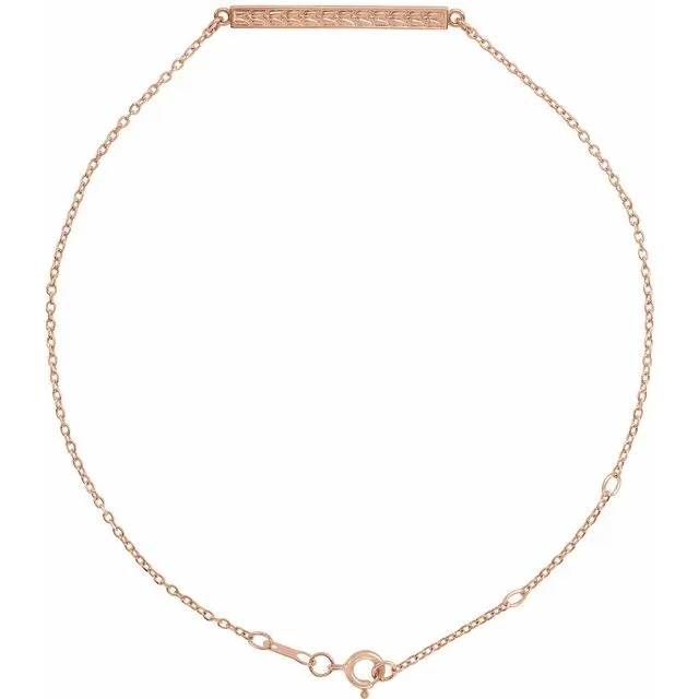 Bracelets TreasureFineJewelers 14K Rose Patterned Bar Bracelet