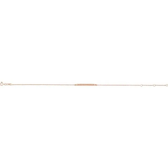 Bracelets TreasureFineJewelers 14K Rose Patterned Bar Bracelet