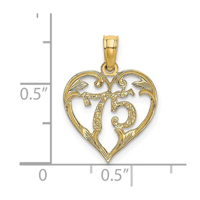 Charm Necklaces TreasureFineJewelers 14K 75 In Heart Charm
