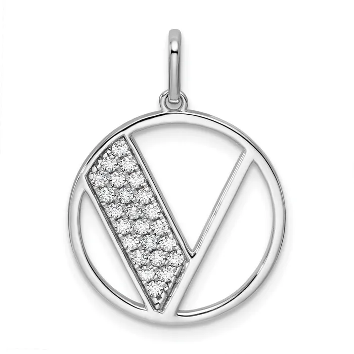 Charm Necklaces TreasureFineJewelers 14K White Gold Gatsby Diamond Initial V Charm Charm Necklaces TreasureFineJewelers 14K White Gold Gatsby Diamond Initial V Charm