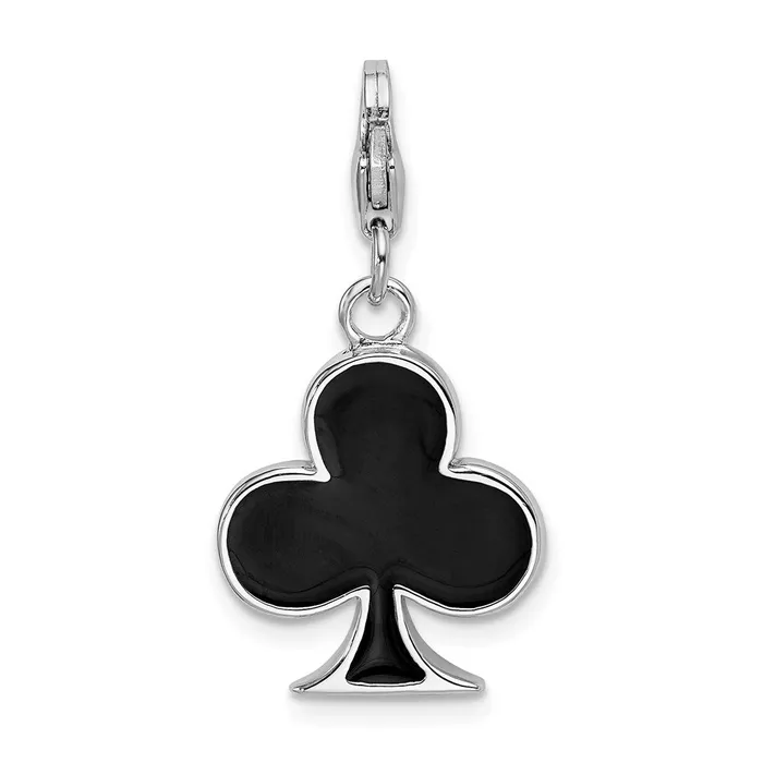 Charm Necklaces TreasureFineJewelers SS RH Enameled 3D Club wLobster Clasp Charm