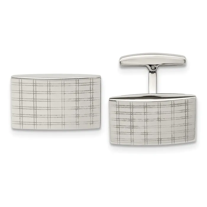 Chisel Stainless Steel Polished Laser Design Rectangle Cufflinks TreasureFineJewelers Bracelets Chisel Stainless Steel Polished Laser Design Rectangle Cufflinks TreasureFineJewelers Bracelets