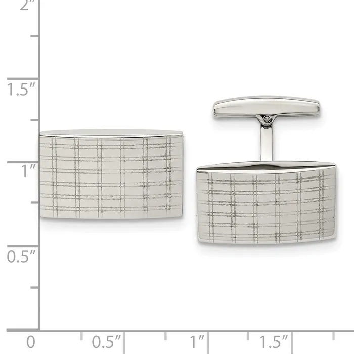 Chisel Stainless Steel Polished Laser Design Rectangle Cufflinks TreasureFineJewelers Bracelets