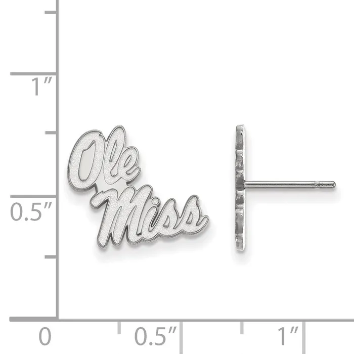 Earrings TreasureFineJewelers 14K White Gold University of Mississippi Small Post Earrings