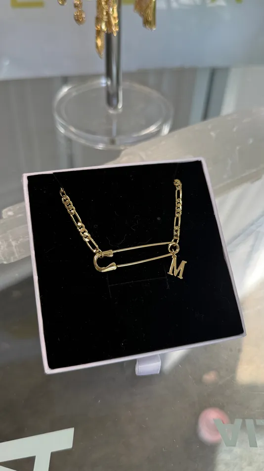 Necklaces Gold Safety Pin Figaro Necklace MP Jewelry