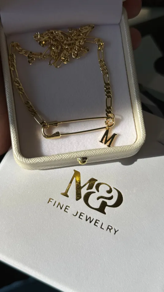 Necklaces Gold Safety Pin Figaro Necklace MP Jewelry