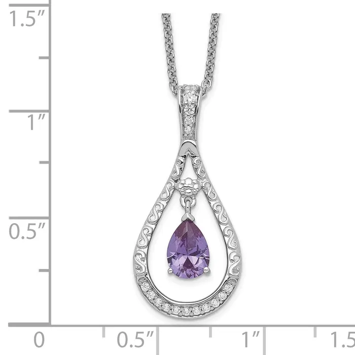 Necklaces Sentimental Expressions Sterling Silver Rhodiumplated June CZ Stone Never Forget Tear 18in Birthstone Necklace TreasureFineJewelers