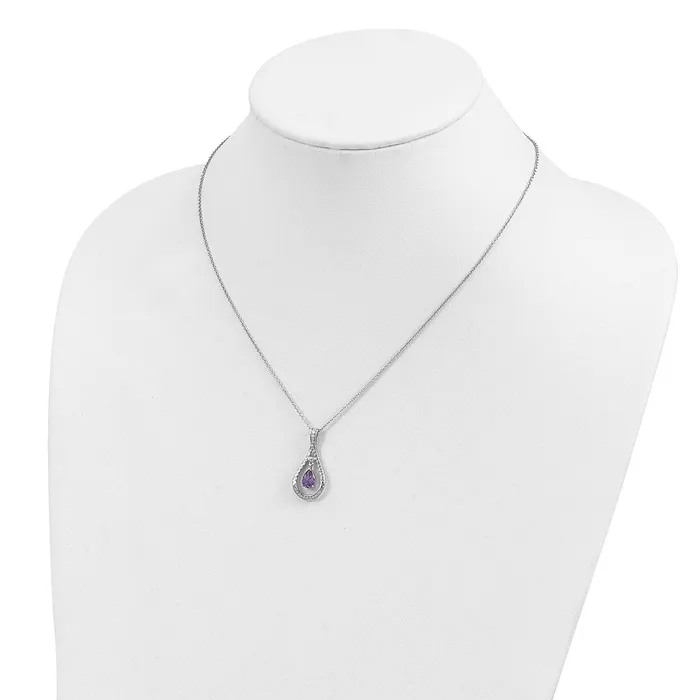 Necklaces Sentimental Expressions Sterling Silver Rhodiumplated June CZ Stone Never Forget Tear 18in Birthstone Necklace TreasureFineJewelers