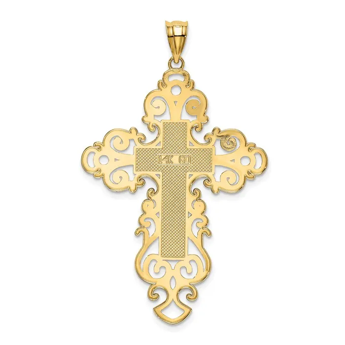 Necklaces TreasureFineJewelers 14K Polished Fancy Cross Pendant