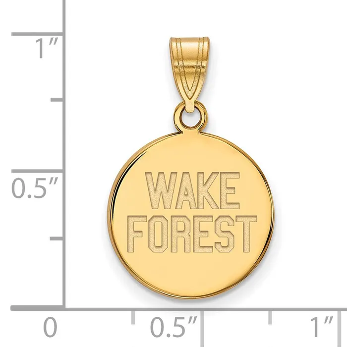 Necklaces TreasureFineJewelers Sterling Silver Goldplated Wake Forest University WF Deacon Medium Disc Pendant