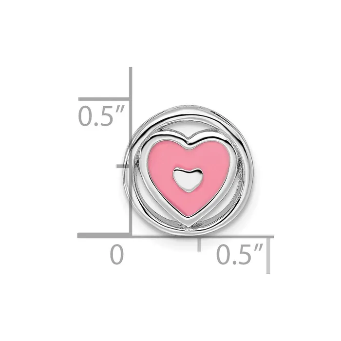 Necklaces TreasureFineJewelers Sterling Silver Stackable Expressions Small Pink Enameled Heart Chain Slide