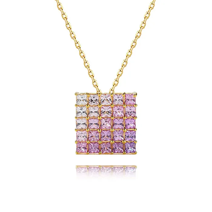 Necklaces Trendolla Jewelry 14k Gold Square Plate Radiant Cut Necklace