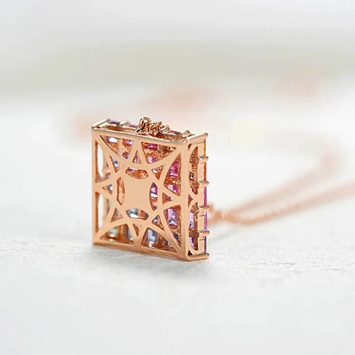 Necklaces Trendolla Jewelry 14k Gold Square Plate Radiant Cut Necklace