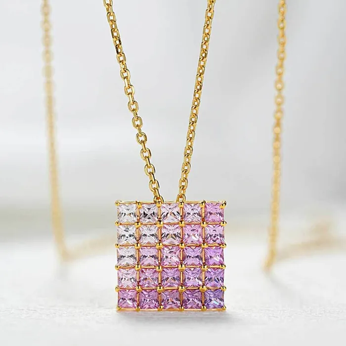 Necklaces Trendolla Jewelry 14k Gold Square Plate Radiant Cut Necklace