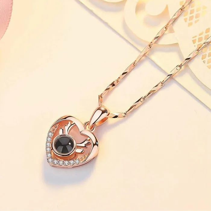 Necklaces Trendolla Jewelry Heart Shaped Love Reindeer Projection Necklace