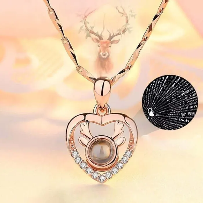 Necklaces Trendolla Jewelry Heart Shaped Love Reindeer Projection Necklace