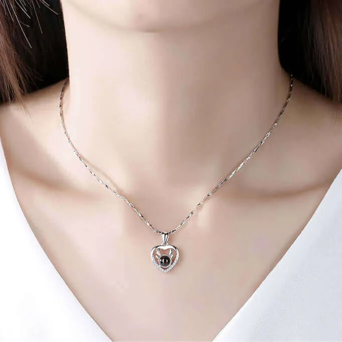 Necklaces Trendolla Jewelry Heart Shaped Love Reindeer Projection Necklace