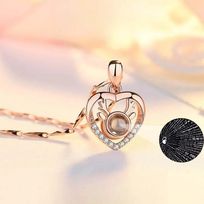 Necklaces Trendolla Jewelry Heart Shaped Love Reindeer Projection Necklace
