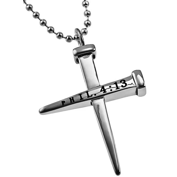 North Arrow Shop Necklaces Nail Cross Necklace Bible Verse Philippians 413 Christ My Strength Jewelry Stainless Steel Bead Chain North Arrow Shop Necklaces Nail Cross Necklace Bible Verse Philippians 413 Christ My Strength Jewelry Stainless Steel Bead Chain