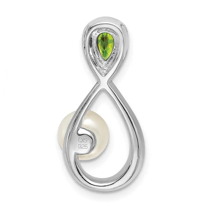 Rings 14k White Gold PeridotFWC PearlDiamond Infinity Chain Slide TreasureFineJewelers