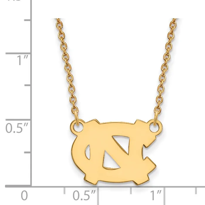 Sterling Silver Goldplated University of North Carolina NC Small Pendant 18 inch Necklace TreasureFineJewelers Necklaces