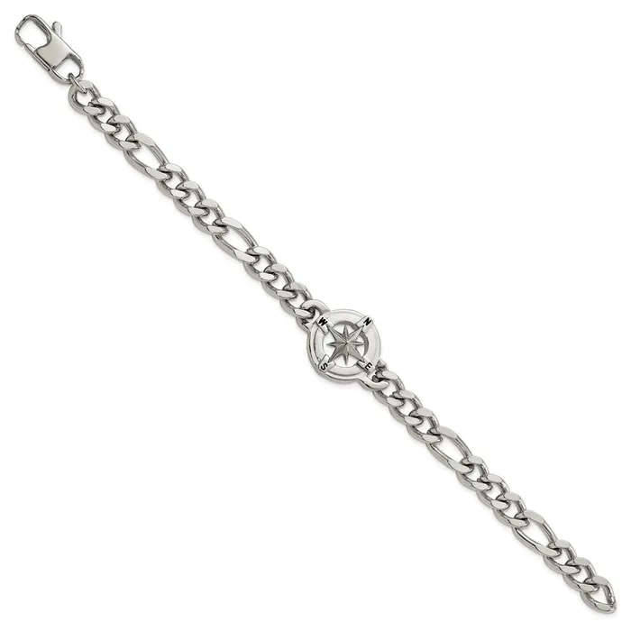 TreasureFineJewelers Bracelets Stainless Steel Polished Compass 875in Bracelet
