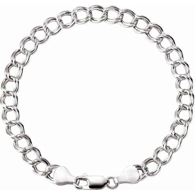 TreasureFineJewelers Bracelets Sterling Silver 45 mm Hollow Curb Charm 8 Bracelet TreasureFineJewelers Bracelets Sterling Silver 45 mm Hollow Curb Charm 8 Bracelet