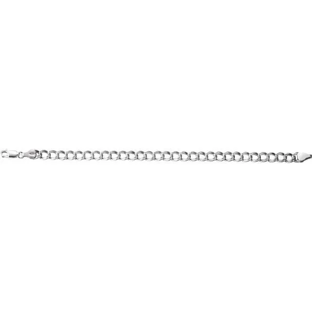 TreasureFineJewelers Bracelets Sterling Silver 45 mm Hollow Curb Charm 8 Bracelet
