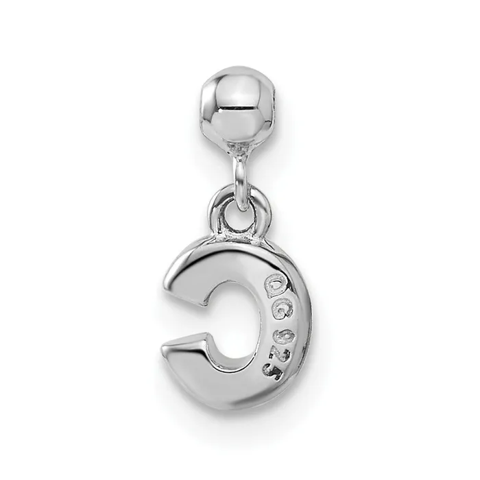 TreasureFineJewelers Memento Sterling Silver Letter C Dangle Initial Charm Necklaces