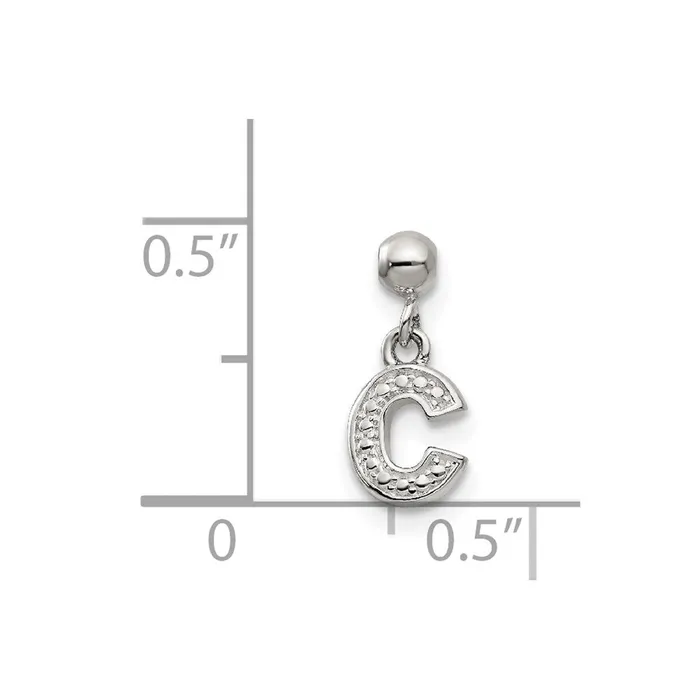 TreasureFineJewelers Memento Sterling Silver Letter C Dangle Initial Charm Necklaces