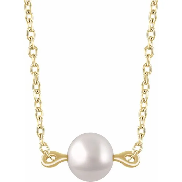 TreasureFineJewelers Necklaces 14K Yellow Freshwater Cultured Pearl 1618 Necklace
