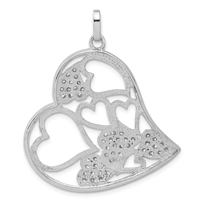 TreasureFineJewelers Necklaces Sterling Silver CZ Heart Pendant