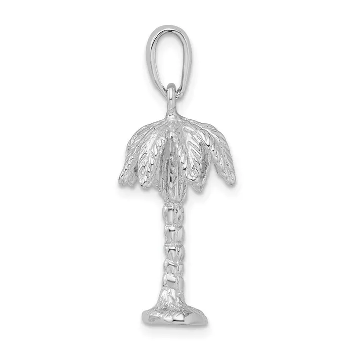 TreasureFineJewelers Necklaces Sterling Silver PolishedTextured 3D Palm Tree Pendant