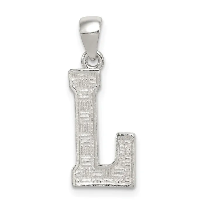 TreasureFineJewelers Necklaces Sterling Silver Rhodiumplated Letter L Initial Pendant