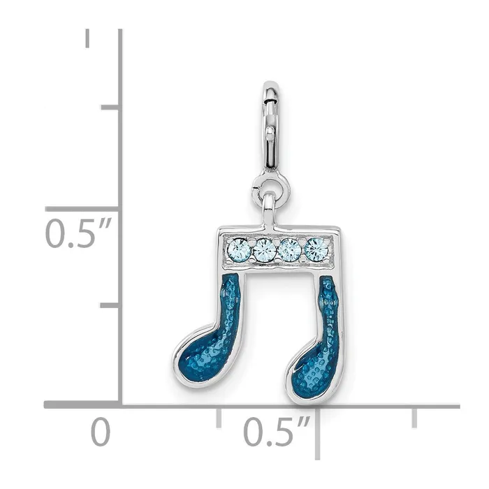TreasureFineJewelers Rings Sterling Silver Preciosa Crystal Blue Enamel Music Note Charm