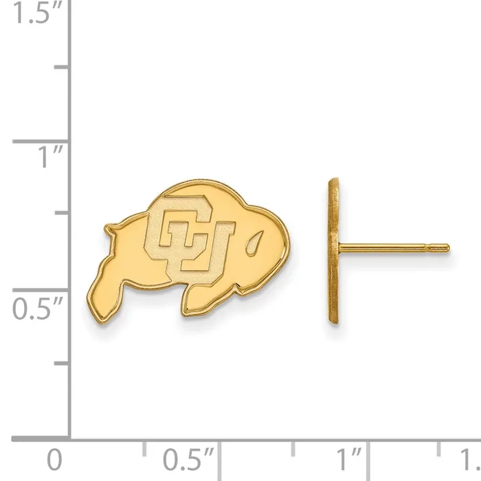 TreasureFineJewelers Sterling Silver Goldplated University of Colorado Buffalo Small Post Earrings Earrings