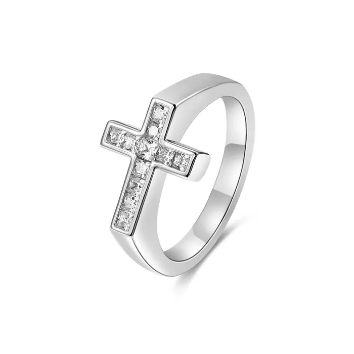 Trendolla Jewelry 925 Silver Cross Moissanite Ring Rings