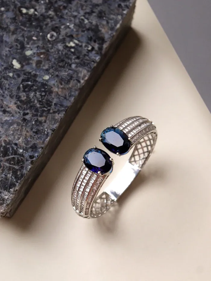 Diamante Deep Blue Cubic Zirconia Cuff Bracelet Curio Cottage Bracelets Diamante Deep Blue Cubic Zirconia Cuff Bracelet Curio Cottage Bracelets