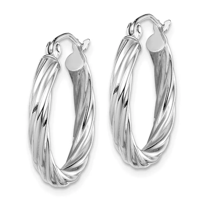 10k White Gold Polished 3mm Twisted Hoop EarringsWBC10TC385 WB Choice Jewelry Earrings