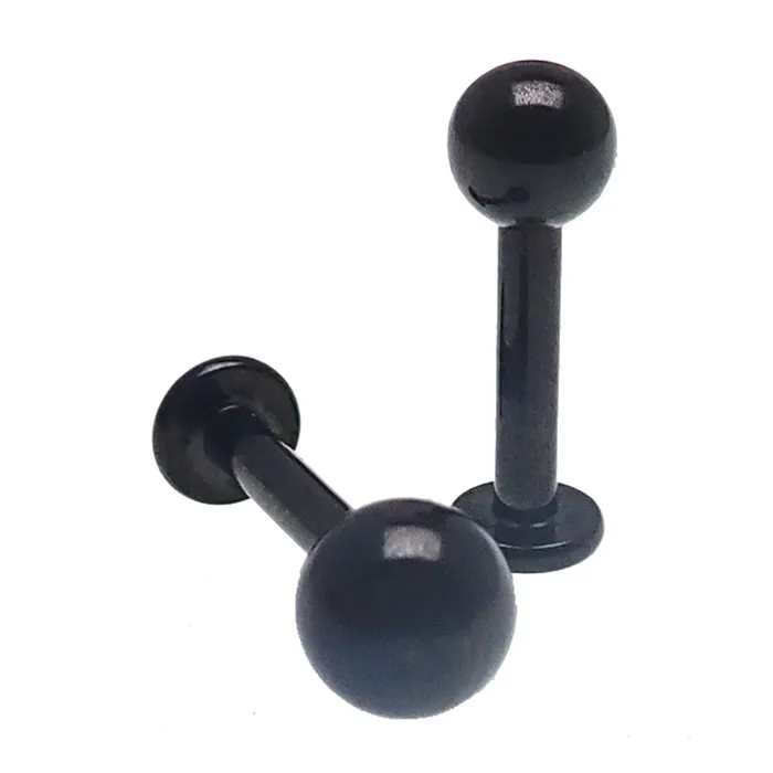 Body Clickers Rings Black PVD Titanium Flatback Lip Ring 14g