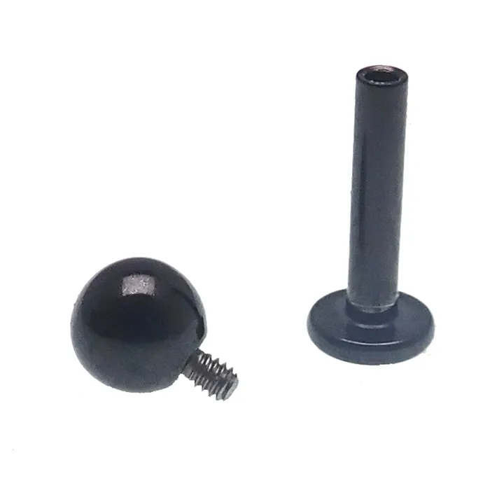 Body Clickers Rings Black PVD Titanium Flatback Lip Ring 14g