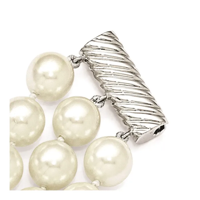 Bracelets Sterling S Majestik Rhpl 3 Row 1011mm Wht Imitat Shell Pearl BraceletWBCQMJB310W75 WB Choice Jewelry Bracelets Sterling S Majestik Rhpl 3 Row 1011mm Wht Imitat Shell Pearl BraceletWBCQMJB310W75 WB Choice Jewelry