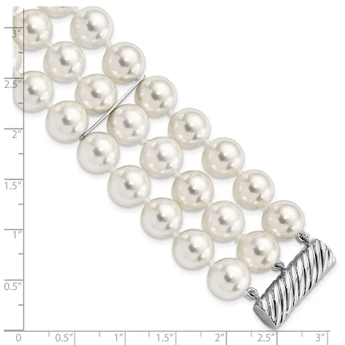 Bracelets Sterling S Majestik Rhpl 3 Row 1011mm Wht Imitat Shell Pearl BraceletWBCQMJB310W75 WB Choice Jewelry Bracelets Sterling S Majestik Rhpl 3 Row 1011mm Wht Imitat Shell Pearl BraceletWBCQMJB310W75 WB Choice Jewelry