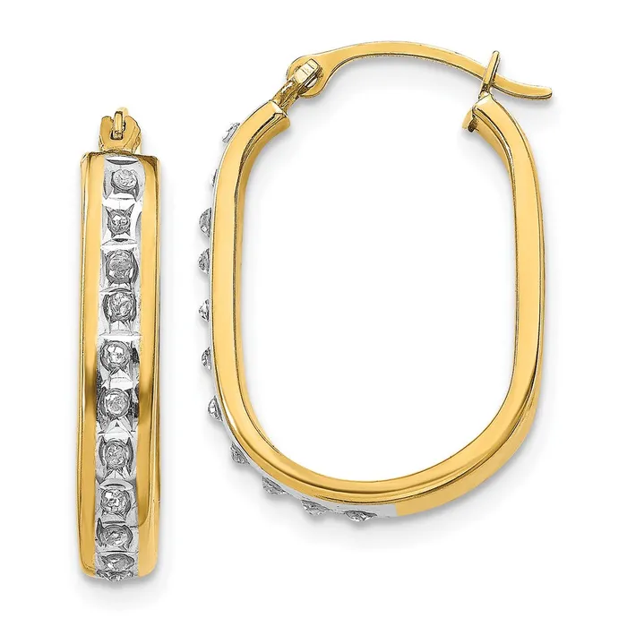 Earrings 14k Diamond Fascination Squared Hinged Hoop EarringsWBCDF136 WB Choice Jewelry