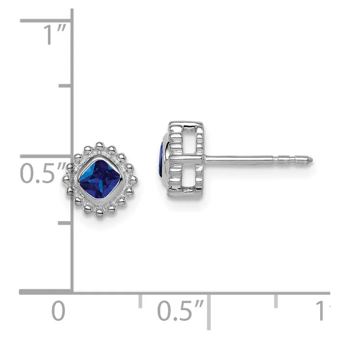 Earrings WB Choice Jewelry 10k White Gold Cushion Sapphire EarringsWBCEM7201SA1W Earrings WB Choice Jewelry 10k White Gold Cushion Sapphire EarringsWBCEM7201SA1W