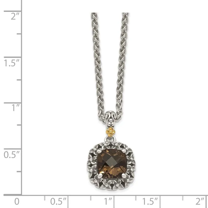 Necklaces Sterling Silver w 14k Polished Smoky Quartz NecklaceWBCQTC1673 WB Choice Jewelry