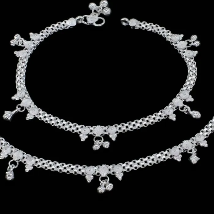Real Sterling Silver Indian women handmade Excellent gifting Anklets Ankle Pair 103 Karizma Jewels Rings