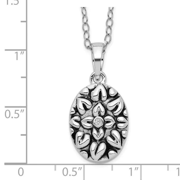 Sterling Silver CZ Antiqued Flower Ash Holder 18in NecklaceWBCQSX534 WB Choice Jewelry Necklaces Sterling Silver CZ Antiqued Flower Ash Holder 18in NecklaceWBCQSX534 WB Choice Jewelry Necklaces